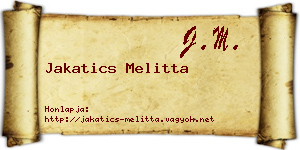 Jakatics Melitta névjegykártya